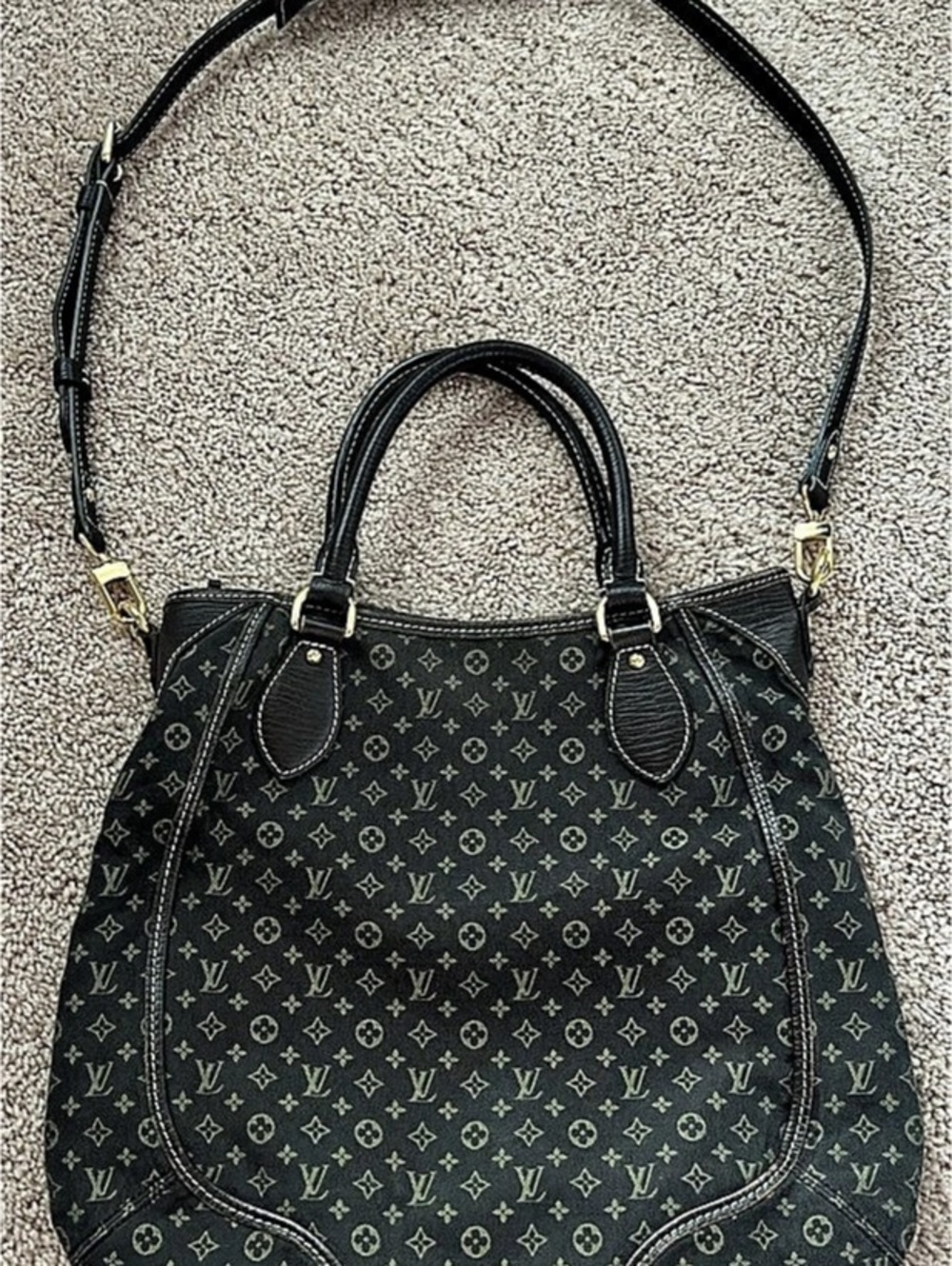 Louis Vuitton Monogram Mini Lin Trapeze PM Shoulder Bag Brown